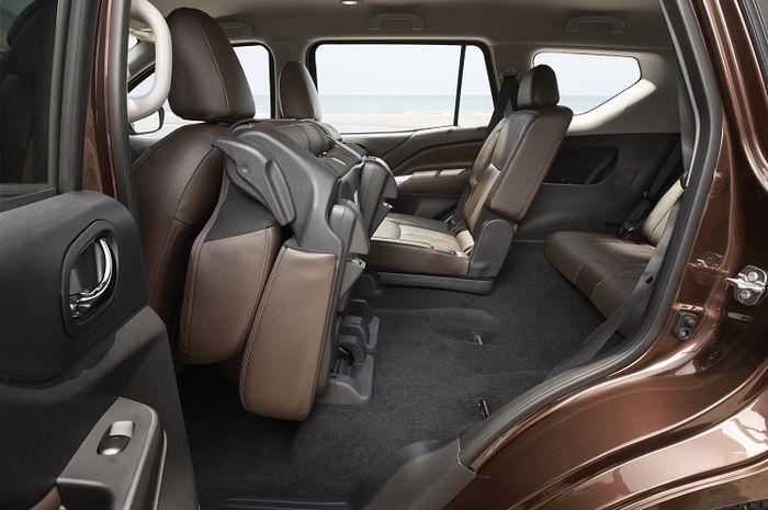 Melipat bangku baris kedua mudah, cukup tekan tombol di console tengah