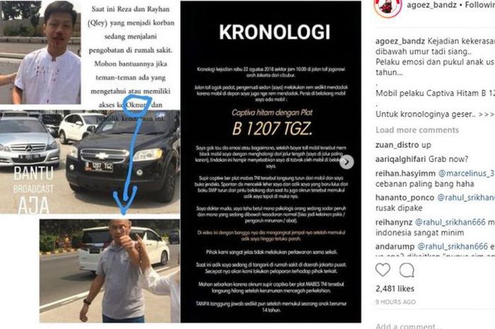 Kasus cekcok di jalan tol Jagorawi yang tengah viral(Instagram/Agoez_band)