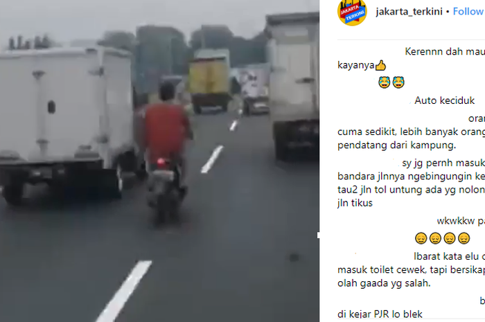 Pemotor nekat masuk jalan tol