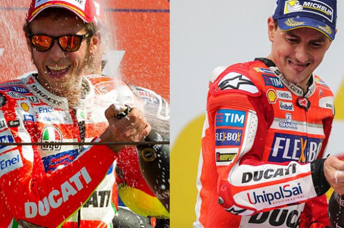 Rossi dan Lorenzo saat bersama Ducati