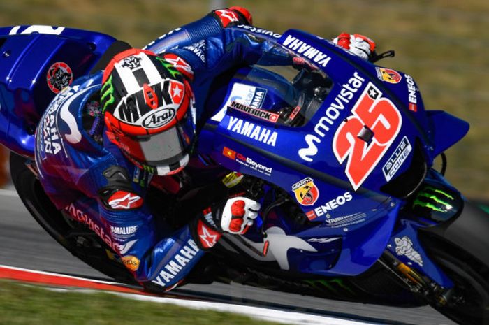 Maverick Vinales memberikan komentarnya setelah memenangi seri MotoGP Australia 2018.