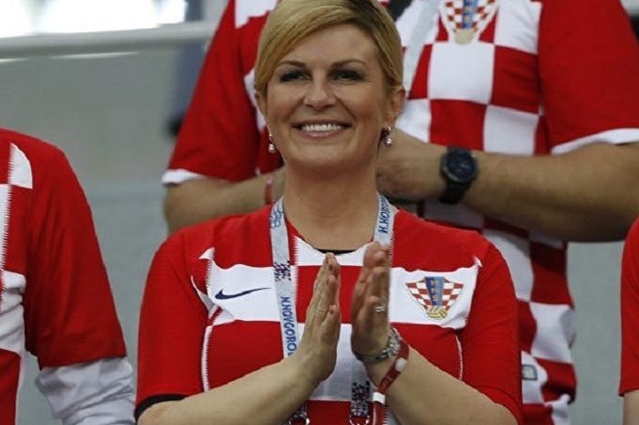 Kolinda Grabar-Kitarović, presiden Kroasia saat menyaksikan final piala dunia