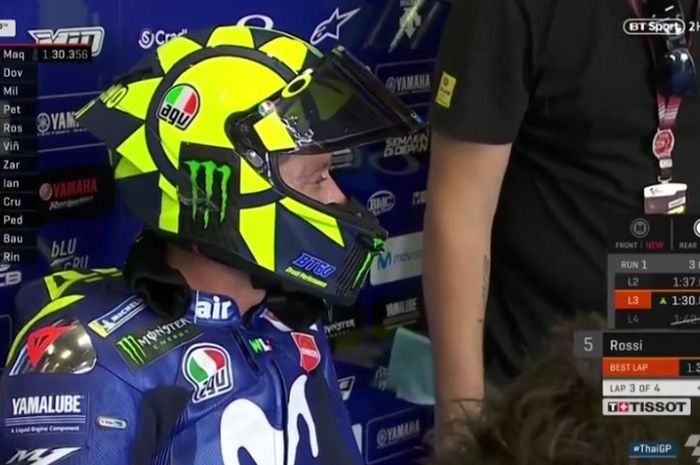 Valentino Rossi saat babak kualifikasi MotoGP Thailand