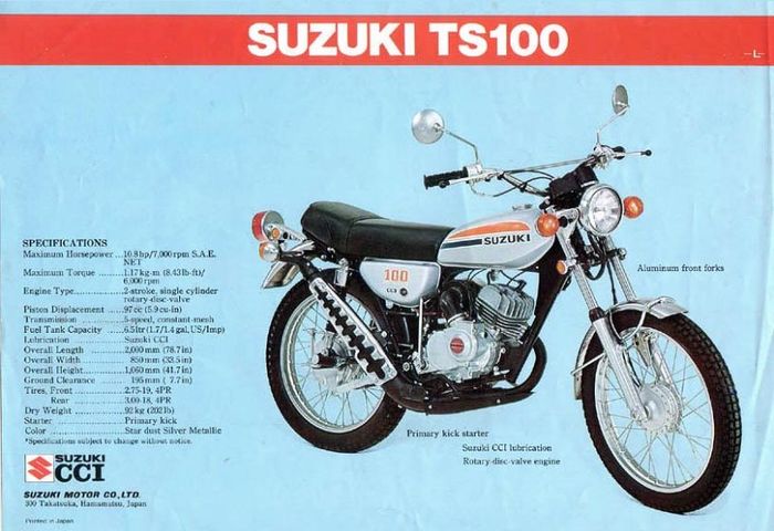 Brosur lawas Suzuki TS100