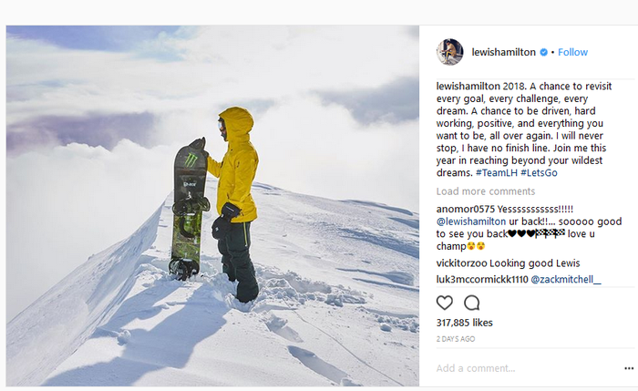 Lewis Hamilton mulai bermain Instagram lagi dan inilah konten yang pertama kali hadir di akun Instagramnya
