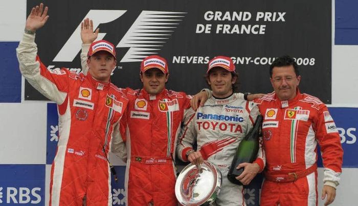 Balap F1 2008 menjadi musim terbaik Felipe Massa (kedua dari kiri) yang tampil runner-up di klasemen akhir hanya kalah 1 point dari Lewis Hamilton
