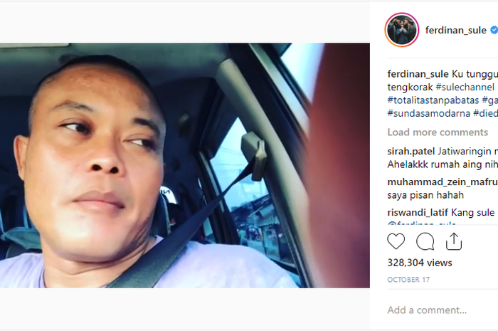 Unggahan video di Instagram Sule terkait tukang parkit penggemar beratnya