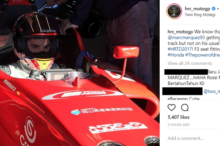 Marc Marquez coba mobil F3 jelang Honda Racing Thanks Day