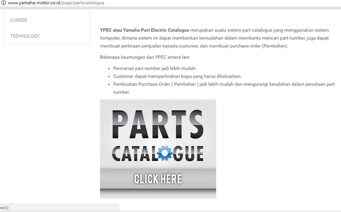 Yamaha Parts Catalogue, situs atau aplikasi khusus untuk mengecek spare part motor Yamaha