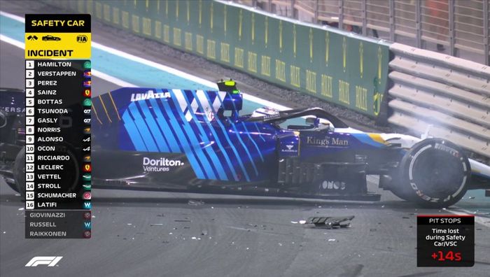 Pembalap tim Williams, Nicholas Latifi kecelakaan beberapa lap menjelang finish balap F1 Abu Dhabi 2021