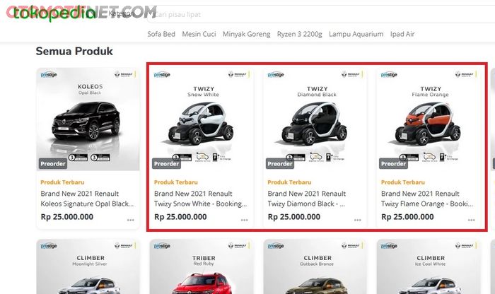 Renault Twizy dipasarkan di marketplace online