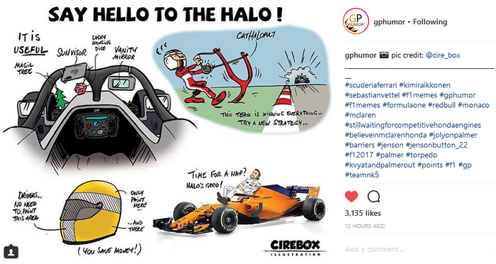 Akun Instagram @gphumor memuat ilustrasi cirebox yang menyindir Halo