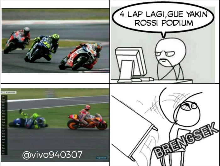 Ilustrasi Fans Valentino Rossi jengkel