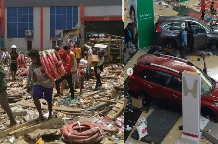 kolase penjarahan di Palu