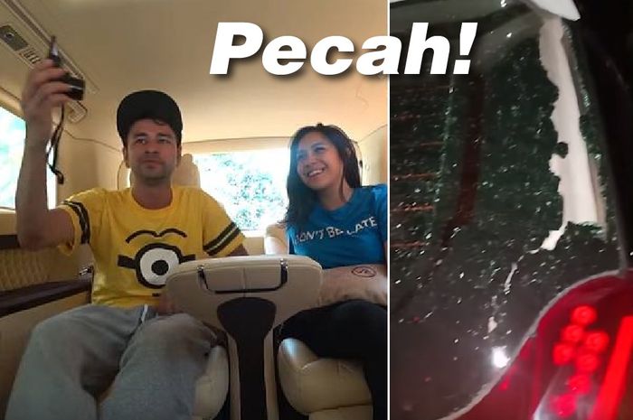 Kaca bekakang Toyota Alphard Raffi Ahmad pecah