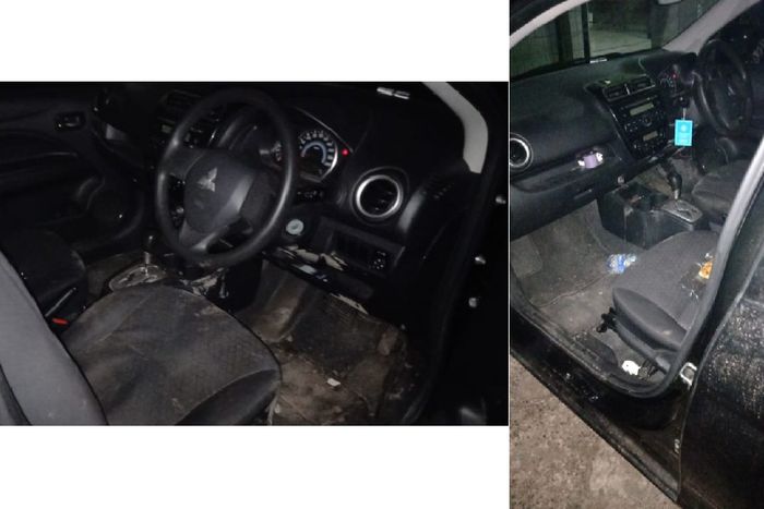 Kondisi mobil yang ditemukan Kepolisian terkait jasad yang ditemukan di Kali Pasarkemis