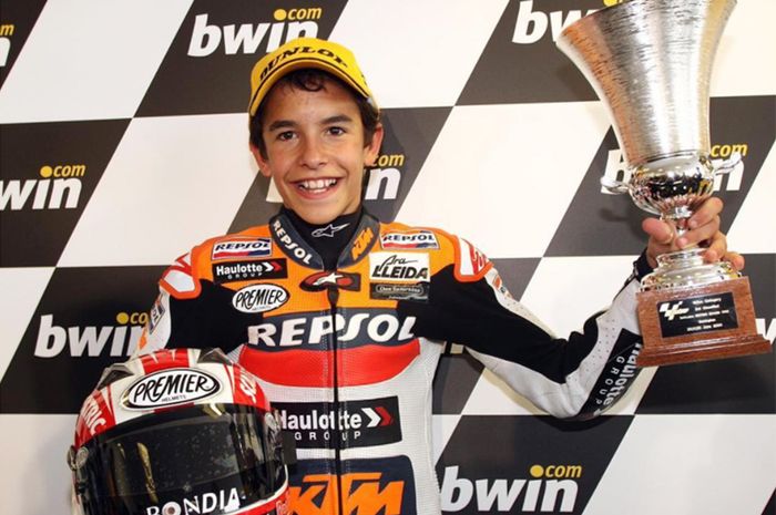 Marc Marquez kecil saat memenangkan podium pertamanya pada 2008 silam