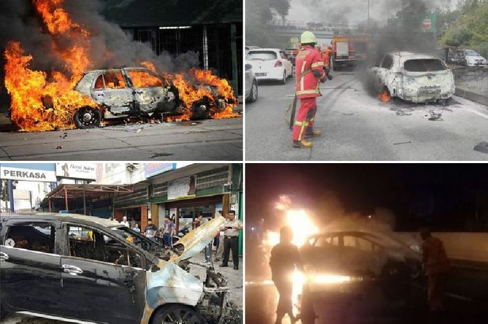 Ilustrasi mobil terbakar di Indonesia