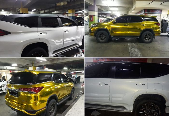 Mitsubishi Pajero Sport dan Toyota Fortuner sudah wrapping sticker