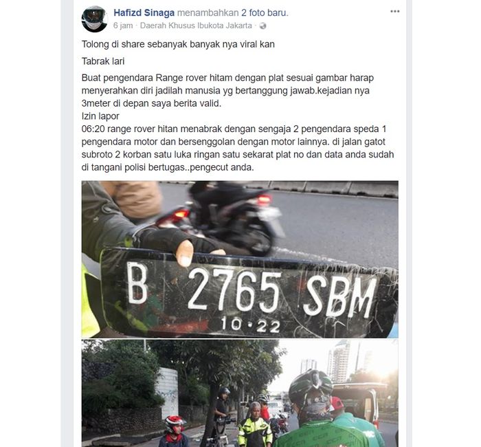 Unggahan yang diposting akun Hafidz Sinaga
