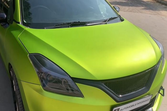 Body Wrapping Lime Green Matte Chrome membungkus Suzuki Baleno