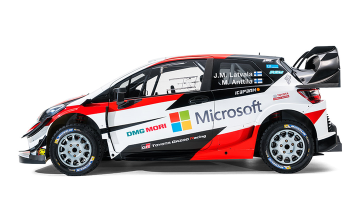 Tampak samping mobil Toyota Yaris WRC untuk 2018