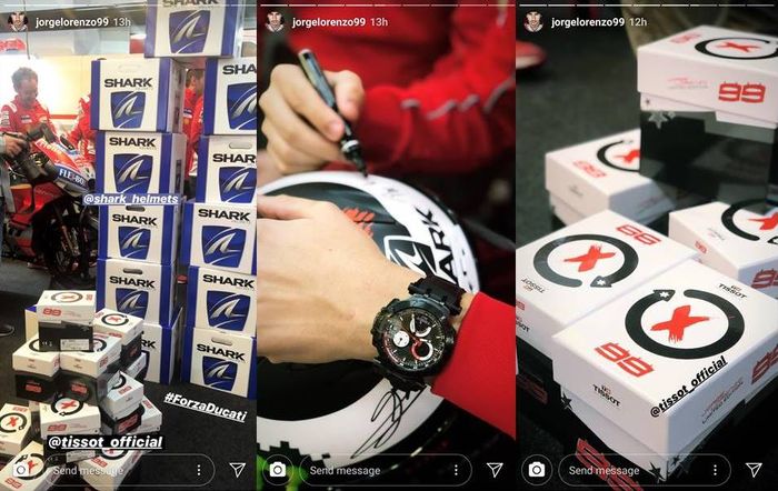 Instagram story dari Jorge Lorenzo yang memperlihatkan ia memberi hadiah untuk kru Ducati