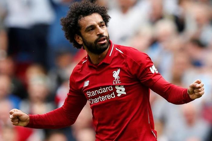 Selebrasi Mohamed salah saat mencetak gol