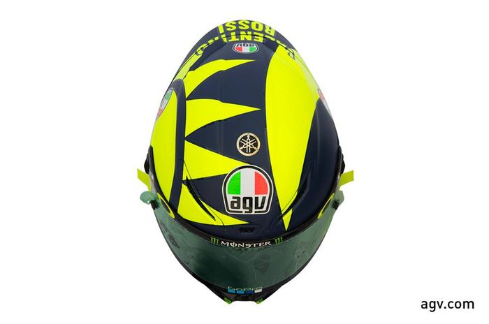 Tampak sisi atas helm AGV Pista GP R Valentino Rossi