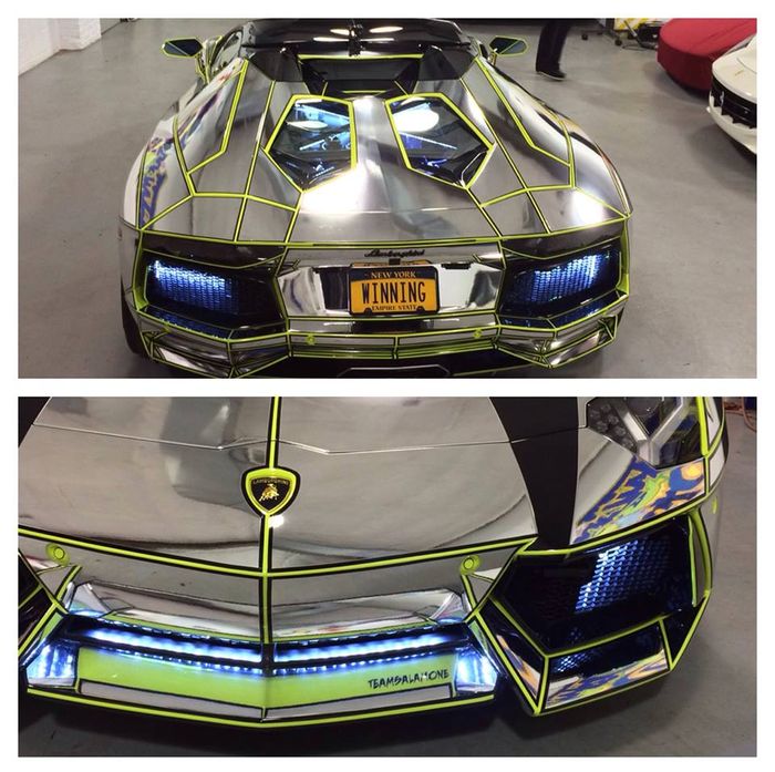 Modifikasi Lamborghini Aventador dengan kelir krom