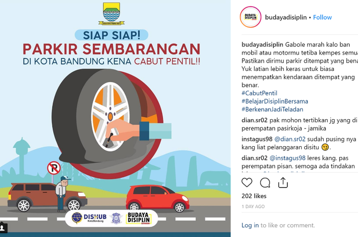 Dishub Kota Bandung membuat kebijakan terkait adanya tindakan tegas berupa cabut pentil (penggembosan) untuk kendaraan yang pasrkir sembarangan.