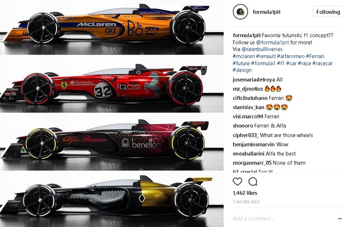 Desain mobil Formula 1 masa depan lebih mirip pesawat jet tempur