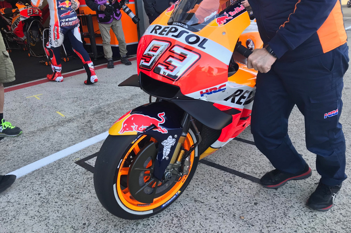 Aero fairing baru RC213v Honda milik Marc Marquez di FP1 MotoGP Perancis 2018