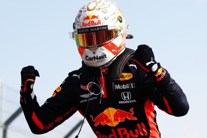 Max Verstappen saat memenangi gelaran F1 70th Anniversary Grand Prix 2020 di Silverstone, Inggris (09/08/2020)