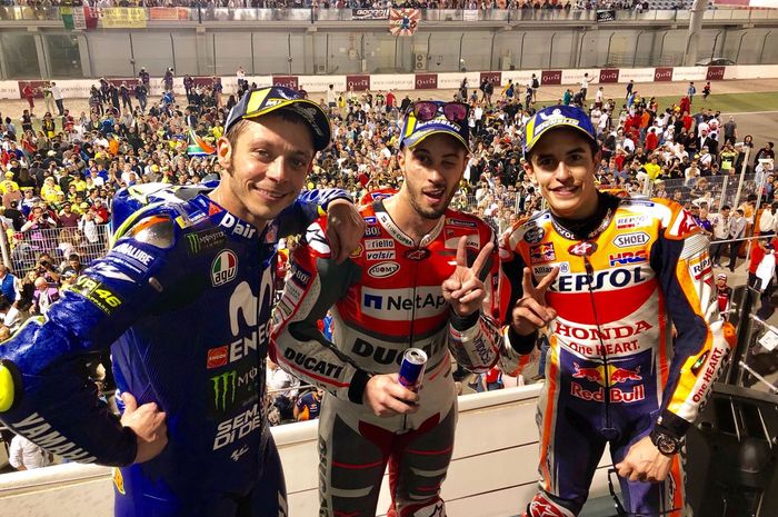 Pemenang MotoGP Qatar 2018, Andrea Dovizioso, Marc Marquez, Valentino Rossi