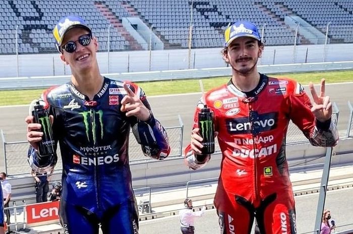 Fabio Quartararo (kiri) dan Francesco Bagnaia punya peluang di MotoGP Jerman