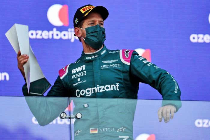 Sebastian Vettel meraih hasil finish terbaik bersama tim Aston Martin, usai finish kedua di F1 Azerbaijan 2021