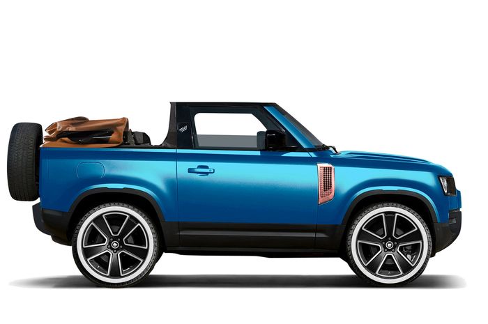 Modifikasi Land Rover Defender baru garapan Heritage Customs dengan atap soft-top