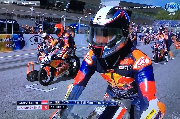 Gerry Salim sempat tampil bagus pada race 1 Red Bull Rookies Cup di Austria