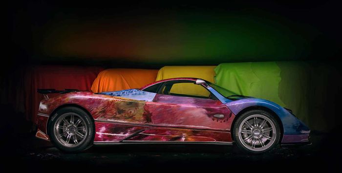 Tampilan samping Pagani Zonda hasil dari lukisan