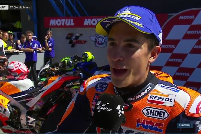 Marc Marquez memberikan komentar usai kualifikasi MotoGP Belanda