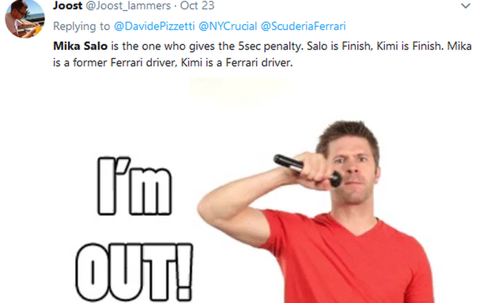 Mika Salo dituduh berpihak kepada Kimi Raikkonen yang juga rekan senegaranya (Finlandia) dan tim Ferrari yang pernah dibelanya
