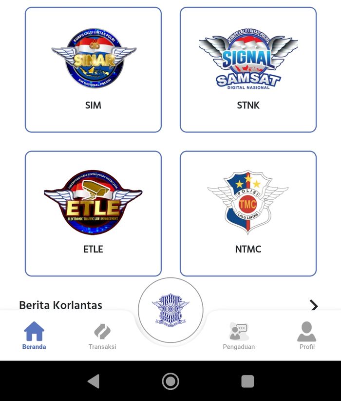 Tangkapan layar aplikasi Digital Korlantas Polri