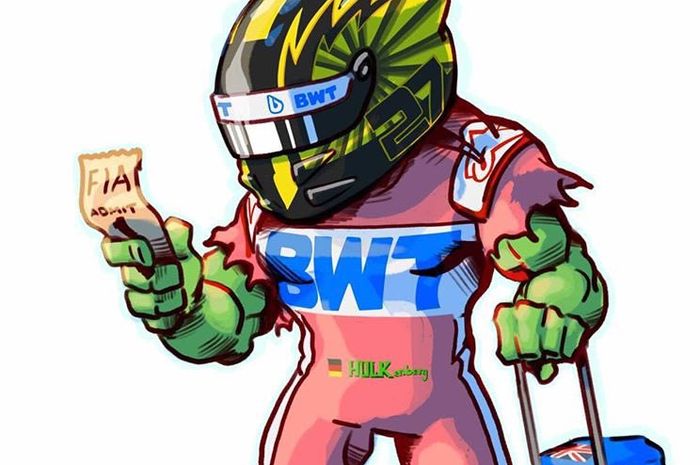 Karikatur Nico Hulkenberg dengan tokoh superhero Hulk sesuai julukannya, saat mendapat panggilan dari tim Racing Point untuk di F1 Eifel 2020