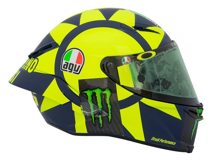 Livery Helm baru Valentino Rossi yang terinspirasi dari helm  F1 tahun  1970-an dan 1980-an