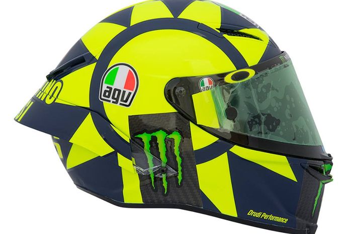 Livery Helm baru Valentino Rossi yang terinspirasi dari helm  F1 tahun  1970-an dan 1980-an