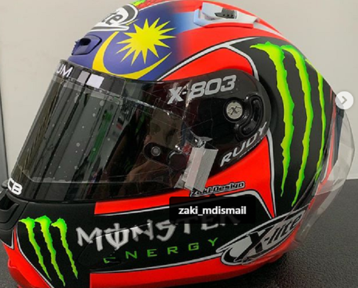 Helm Hafizh Syahrin yang siap dipakai di MotoGP Malaysia