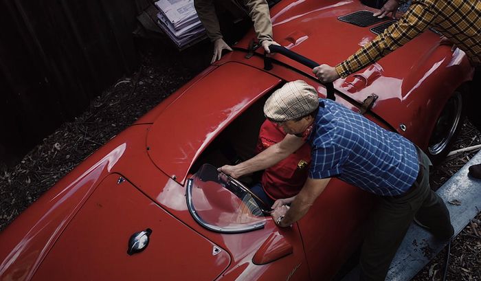 Kondisi Porsche 550 Spyder 1955 yang ditemukan Bobby Green.