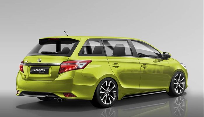 Tampilan belakang Toyota Vios bentuk station wagon kreasi @fzdesign.id