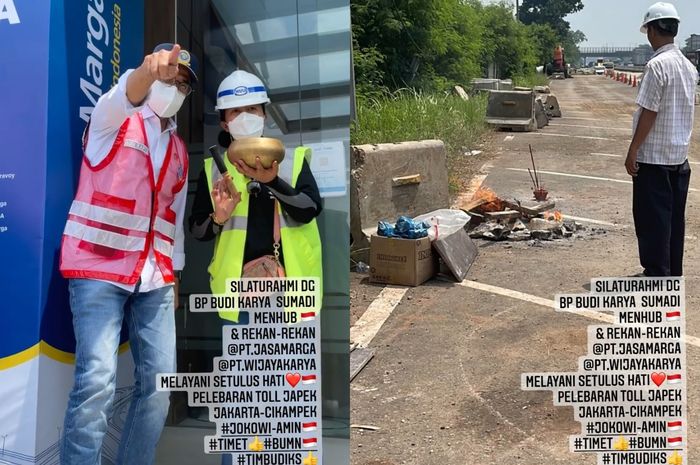 Rara si pawang hujang terpantau lagi bantu kondisikan cuaca untuk proyek tol Japek.